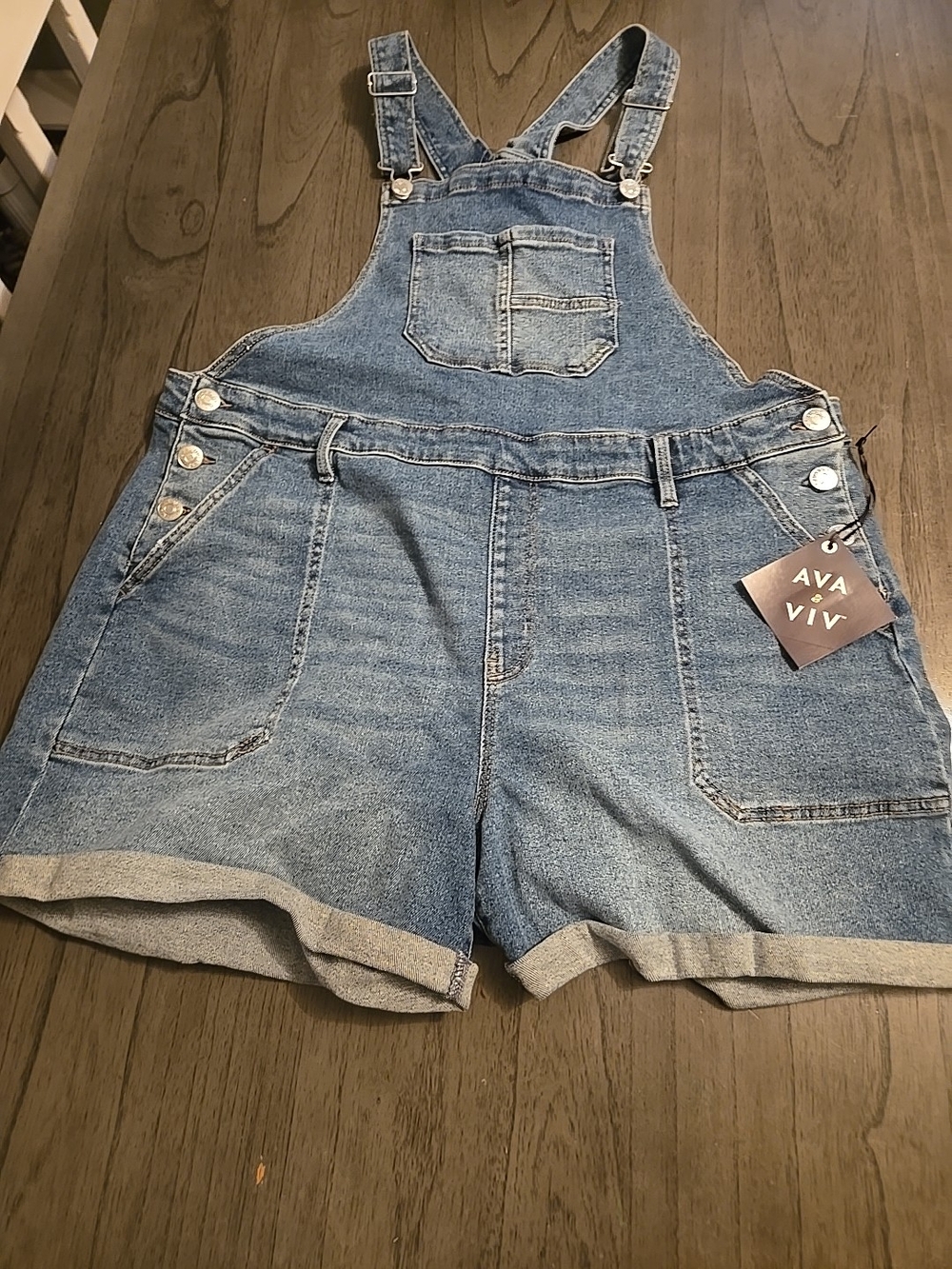 Ava & Viv Light Blue Denim Short Overalls